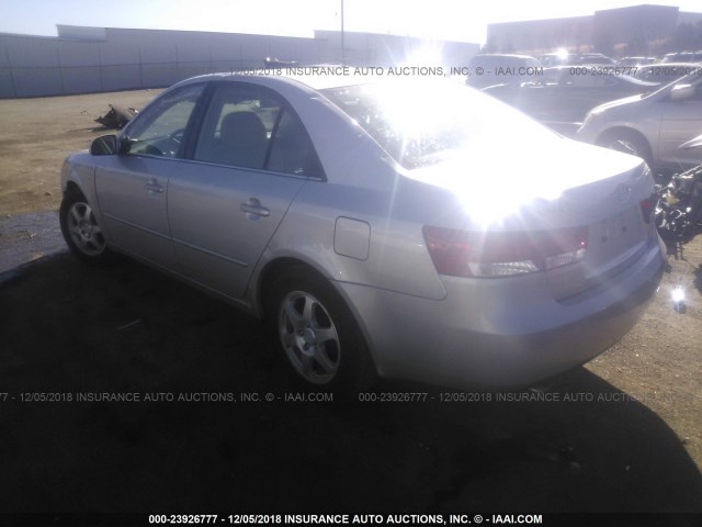 5NPEU46F76H051326 - 2006 HYUNDAI SONATA GLS/LX SILVER photo 3