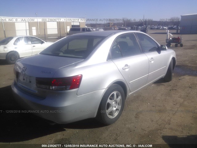 5NPEU46F76H051326 - 2006 HYUNDAI SONATA GLS/LX SILVER photo 4