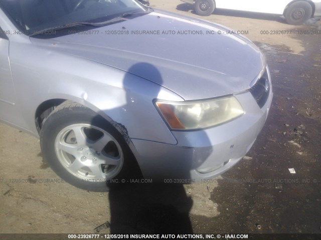 5NPEU46F76H051326 - 2006 HYUNDAI SONATA GLS/LX SILVER photo 6