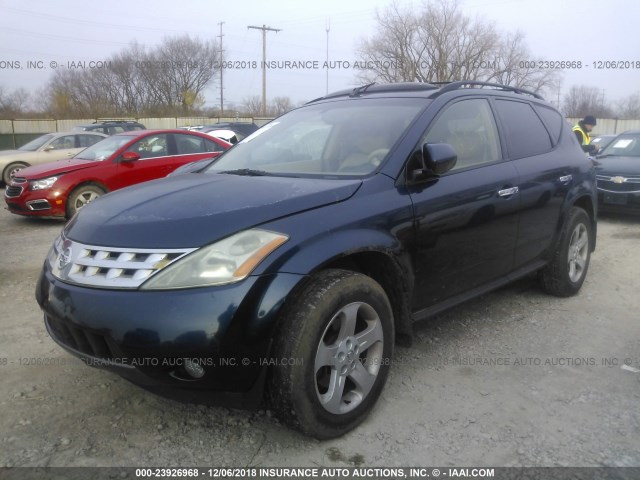 JN8AZ08T04W215118 - 2004 NISSAN MURANO SL/SE BLUE photo 2