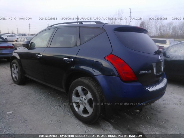 JN8AZ08T04W215118 - 2004 NISSAN MURANO SL/SE BLUE photo 3