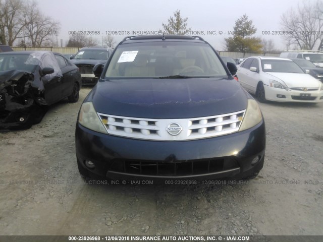 JN8AZ08T04W215118 - 2004 NISSAN MURANO SL/SE BLUE photo 6