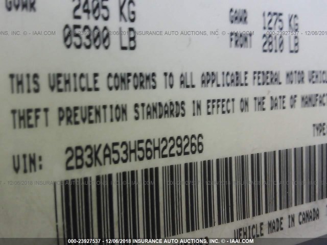 2B3KA53H56H229266 - 2006 DODGE CHARGER R/T SILVER photo 9