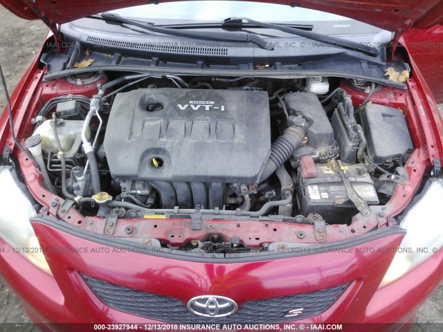 2T1BU4EEXAC345696 - 2010 TOYOTA COROLLA S/LE/XLE RED photo 10