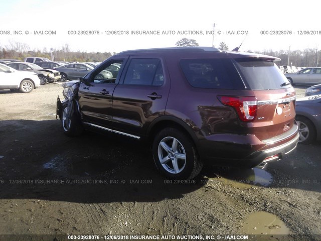 1FM5K7D86JGB15764 - 2018 FORD EXPLORER XLT BURGUNDY photo 3