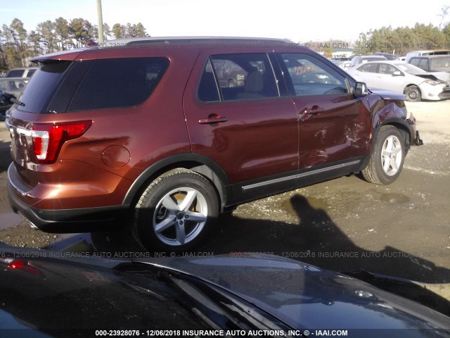 1FM5K7D86JGB15764 - 2018 FORD EXPLORER XLT BURGUNDY photo 4