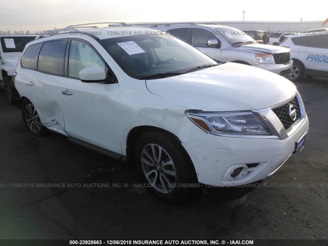 5N1AR2MM3FC651662 - 2015 NISSAN PATHFINDER S/SV/SL/PLATINUM WHITE photo 1