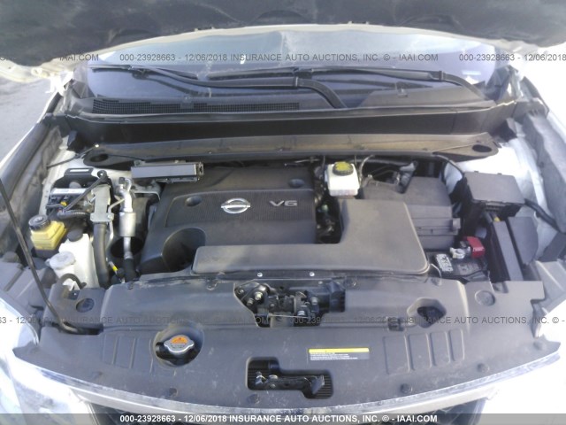 5N1AR2MM3FC651662 - 2015 NISSAN PATHFINDER S/SV/SL/PLATINUM WHITE photo 10