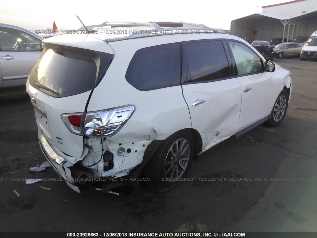5N1AR2MM3FC651662 - 2015 NISSAN PATHFINDER S/SV/SL/PLATINUM WHITE photo 4