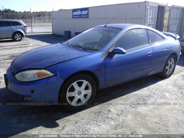 1ZWFT61LX15609218 - 2001 MERCURY COUGAR V6 BLUE photo 2