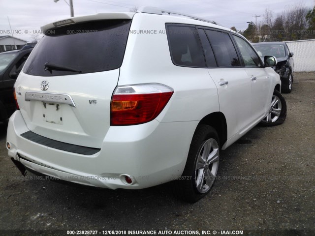 JTEDS42A682047635 - 2008 TOYOTA HIGHLANDER LIMITED WHITE photo 4