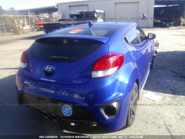 KMHTC6AE7DU145189 - 2013 HYUNDAI VELOSTER TURBO BLUE photo 4