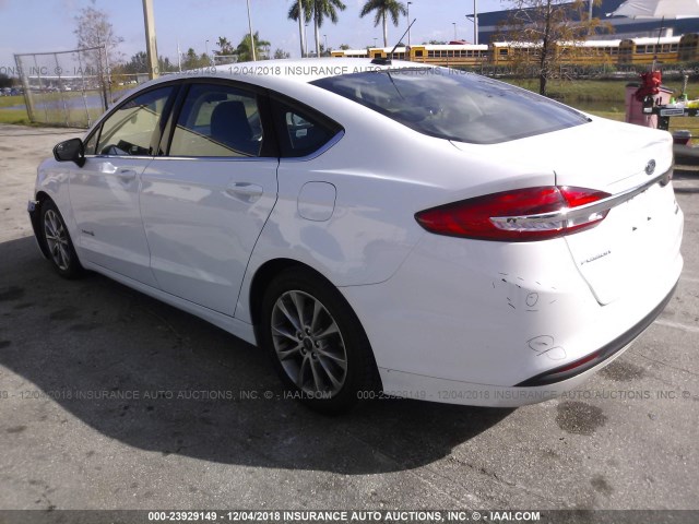 3FA6P0LU5HR356434 - 2017 FORD FUSION SE HYBRID WHITE photo 3