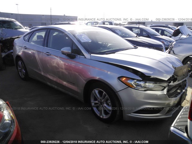 3FA6P0LU4JR225839 - 2018 FORD FUSION SE HYBRID SILVER photo 1