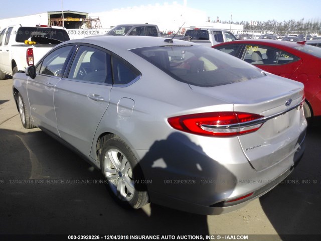 3FA6P0LU4JR225839 - 2018 FORD FUSION SE HYBRID SILVER photo 3