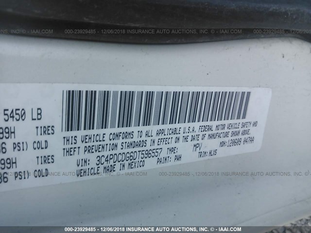 3C4PDCDG6DT596557 - 2013 DODGE JOURNEY WHITE photo 9