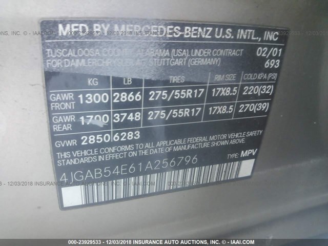 4JGAB54E61A256796 - 2001 MERCEDES-BENZ ML 320 GOLD photo 9