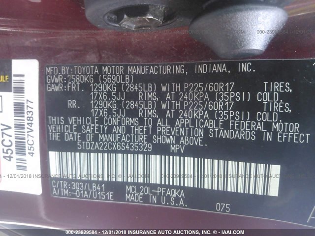 5TDZA22CX6S435329 - 2006 TOYOTA SIENNA XLE/XLE LIMITED RED photo 9