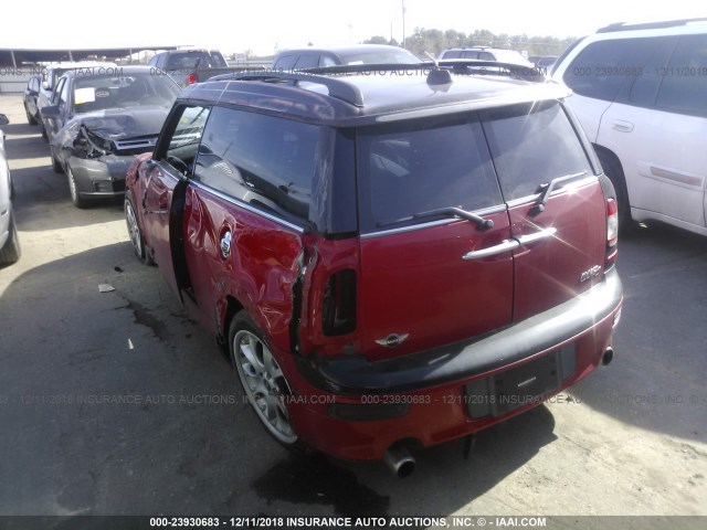 WMWMM3C57ATP94314 - 2010 MINI COOPER S CLUBMAN RED photo 3