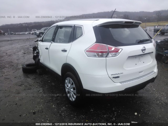 KNMAT2MT8GP680968 - 2016 NISSAN ROGUE S/SL/SV WHITE photo 3