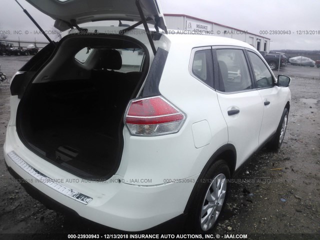 KNMAT2MT8GP680968 - 2016 NISSAN ROGUE S/SL/SV WHITE photo 4