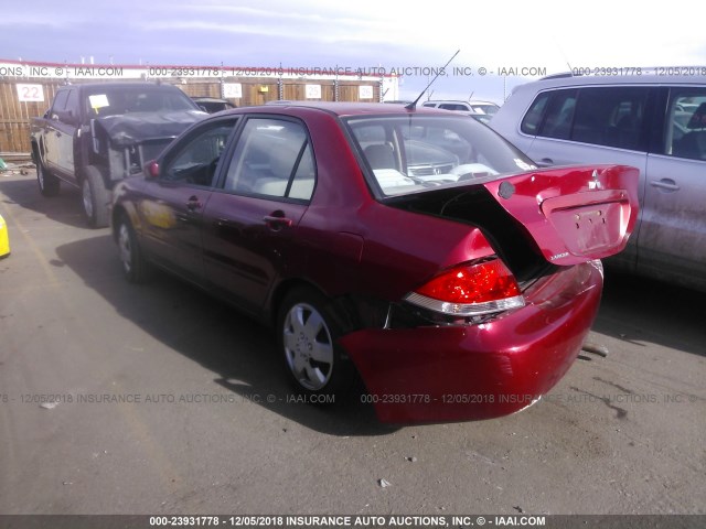 JA3AJ26E46U034393 - 2006 MITSUBISHI LANCER ES RED photo 3