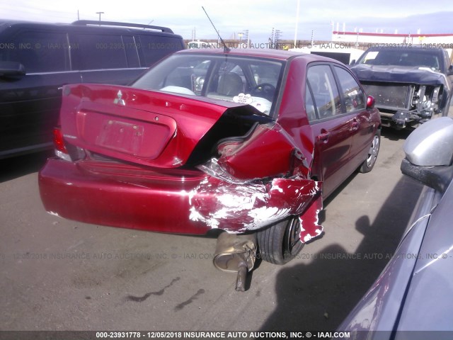 JA3AJ26E46U034393 - 2006 MITSUBISHI LANCER ES RED photo 4