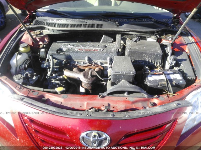 4T1BE46K47U051333 - 2007 TOYOTA CAMRY NEW GENERAT CE/LE/XLE/SE RED photo 10
