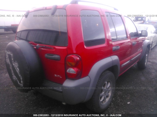 1J4GL48K83W543966 - 2003 JEEP LIBERTY SPORT/FREEDOM RED photo 4