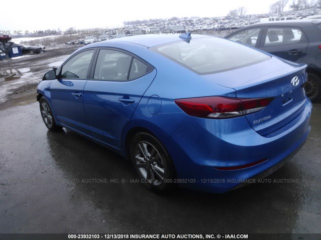 5NPD84LFXJH266891 - 2018 HYUNDAI ELANTRA SEL/VALUE/LIMITED BLUE photo 3