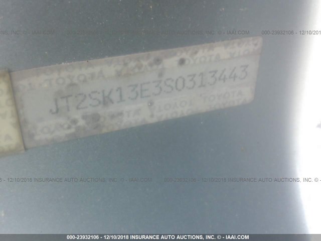 JT2SK13E3S0313443 - 1995 TOYOTA CAMRY XLE GRAY photo 9