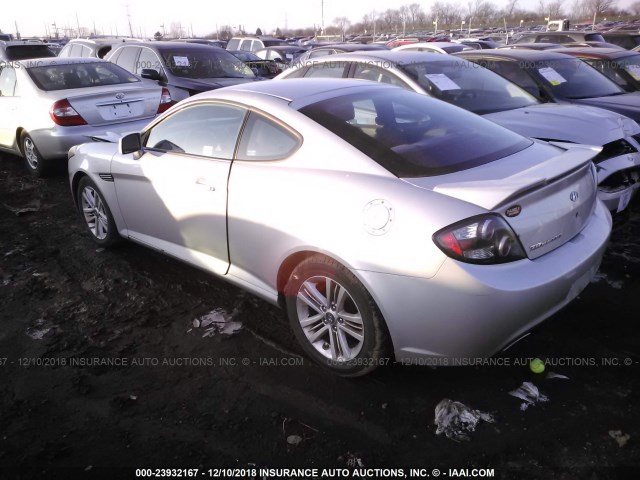 KMHHM66D98U291537 - 2008 HYUNDAI TIBURON GS SILVER photo 3