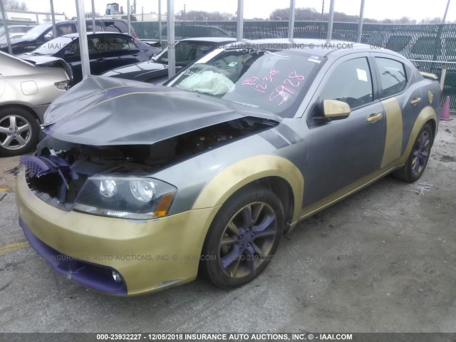 1C3CDZBGXCN255928 - 2012 DODGE AVENGER R/T GRAY photo 2