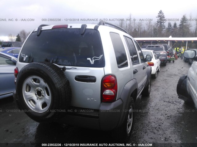 1J4GL48K83W623364 - 2003 JEEP LIBERTY SPORT/FREEDOM SILVER photo 4