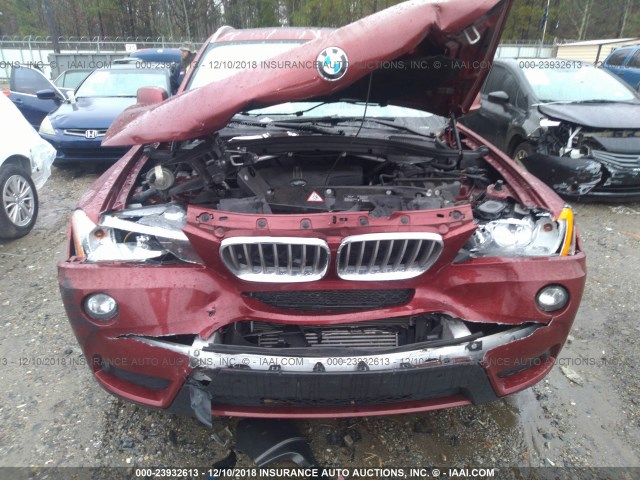 5UXWX9C57D0A29956 - 2013 BMW X3 XDRIVE28I RED photo 6