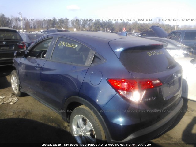 3CZRU6H53GM719145 - 2016 HONDA HR-V EX BLUE photo 3