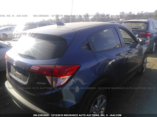 3CZRU6H53GM719145 - 2016 HONDA HR-V EX BLUE photo 4