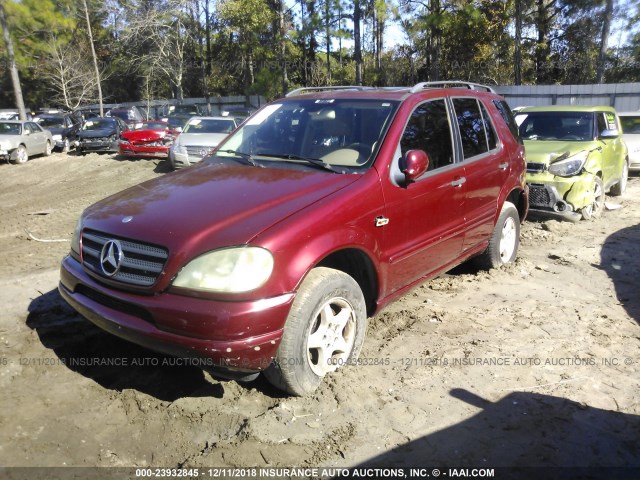 4JGAB54E71A239165 - 2001 MERCEDES-BENZ ML 320 MAROON photo 2