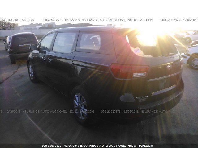 KNDMA5C11G6120414 - 2016 KIA SEDONA L BLACK photo 3