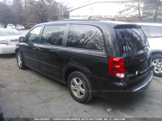 2C4RDGCG2CR318581 - 2012 DODGE GRAND CARAVAN SXT BLACK photo 3