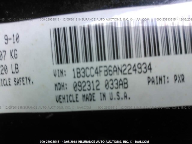 1B3CC4FB6AN224934 - 2010 DODGE AVENGER SXT BLACK photo 9