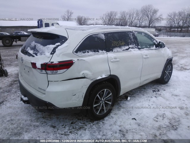 5TDJZRFH4HS513370 - 2017 TOYOTA HIGHLANDER SE/XLE WHITE photo 4