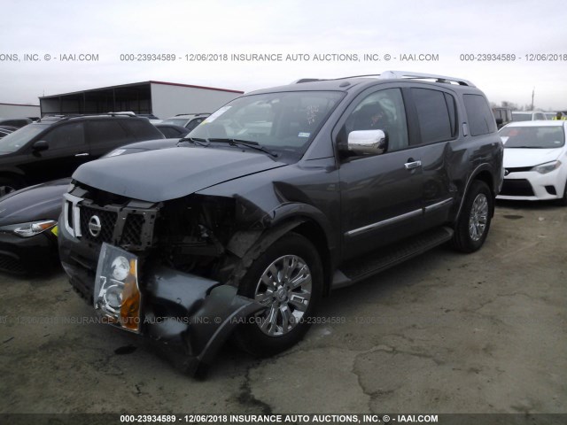 5N1AA0NE6FN621076 - 2015 NISSAN ARMADA PLATINUM GRAY photo 2