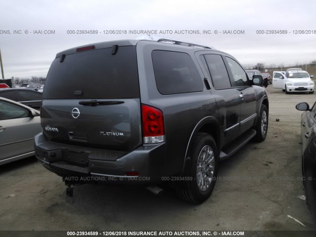 5N1AA0NE6FN621076 - 2015 NISSAN ARMADA PLATINUM GRAY photo 4