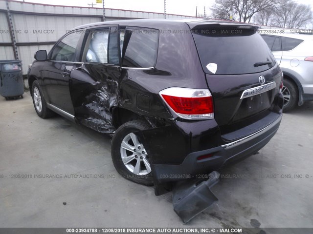 5TDZK3EH7CS050493 - 2012 TOYOTA HIGHLANDER SE MAROON photo 3