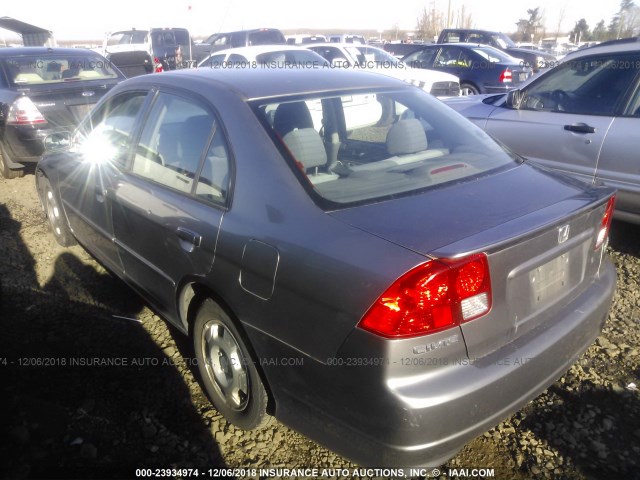 JHMES96645S017443 - 2005 HONDA CIVIC HYBRID GRAY photo 3