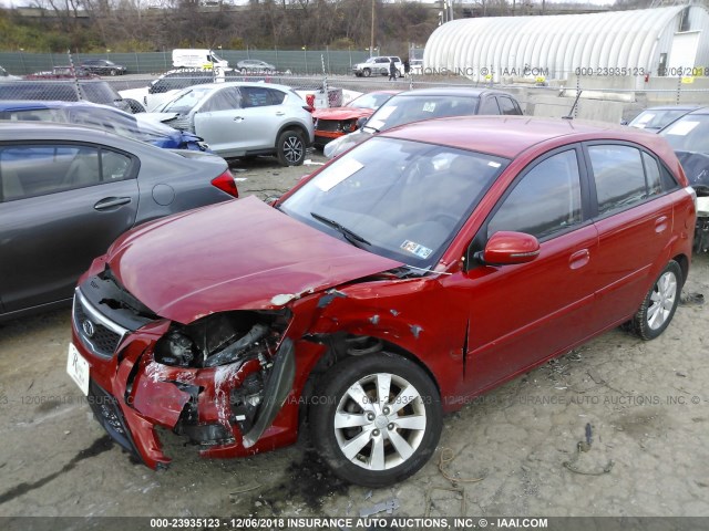 KNADH5A39A6666446 - 2010 KIA RIO LX/SX RED photo 2