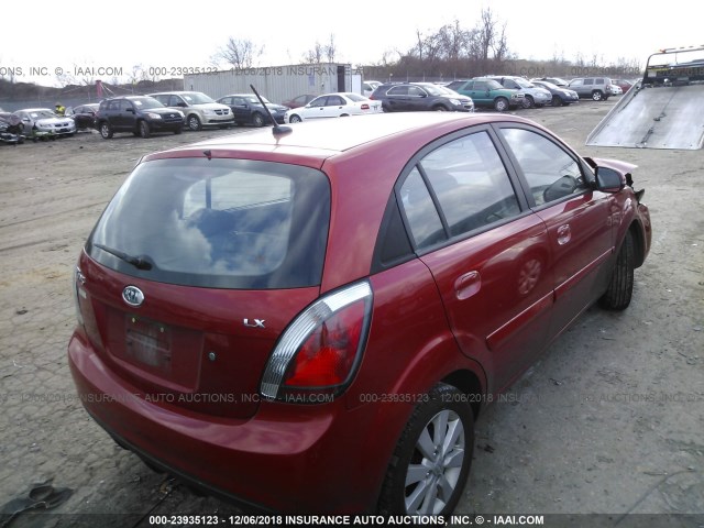 KNADH5A39A6666446 - 2010 KIA RIO LX/SX RED photo 4