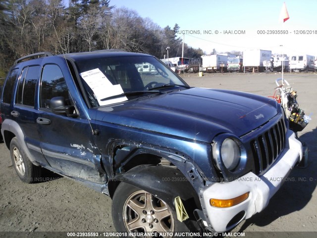 1J4GL48K63W732812 - 2003 JEEP LIBERTY SPORT/FREEDOM BLUE photo 1