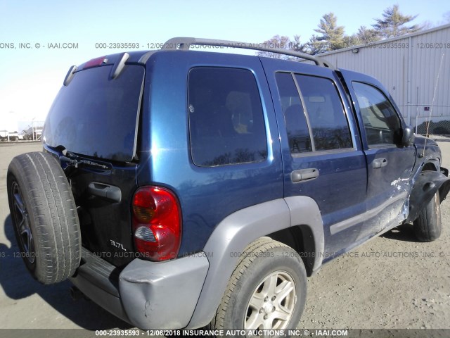 1J4GL48K63W732812 - 2003 JEEP LIBERTY SPORT/FREEDOM BLUE photo 4